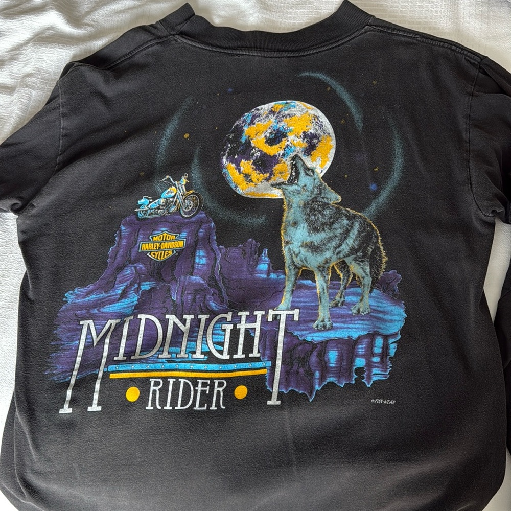 Vintage Harley Davidson Midnight Rider Long Sleeve L